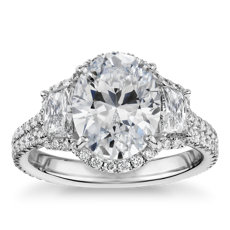 NEW The Gallery Collection™ Vintage Oval Halo Trapezoid Diamond Engagement Ring in Platinum (1 1/10 ct. tw.)